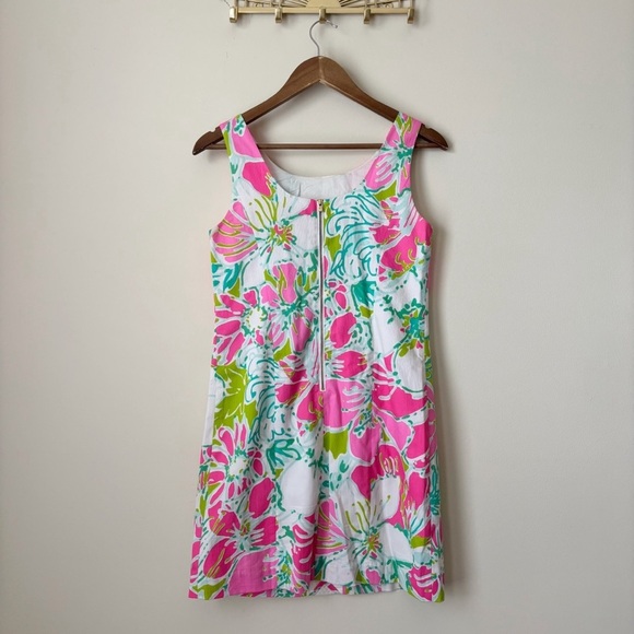 Lilly Pulitzer Cathy Sleeveless Dress Sz 0 Flamingo Pink Don't Give a Cluck - Picture 4 of 9